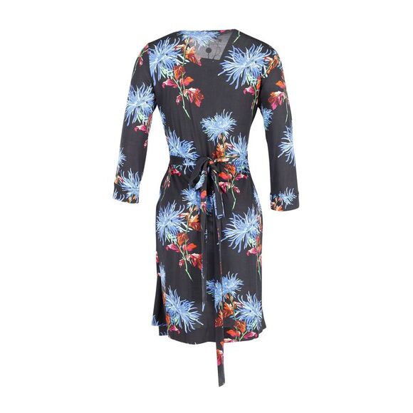 Diane Von Furstenberg Saihana Floral-Print Wrap Dress in Hewes Black Silk - Picture 3 of 3